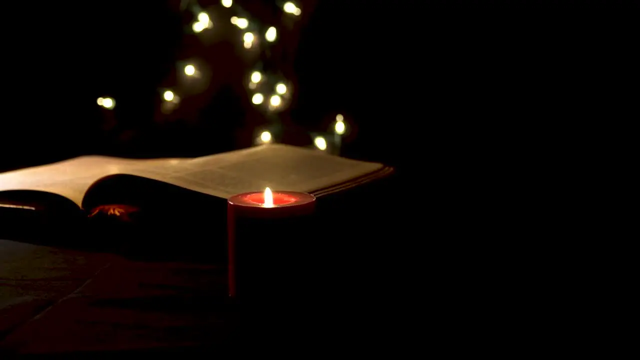 Holy spiritual book in available light in a mystical setting