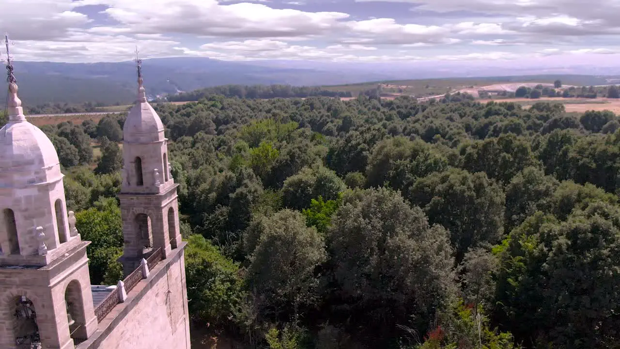 Sanctuary of Our Lady of Remedies Otero de Sanabria with time lapse of clouds