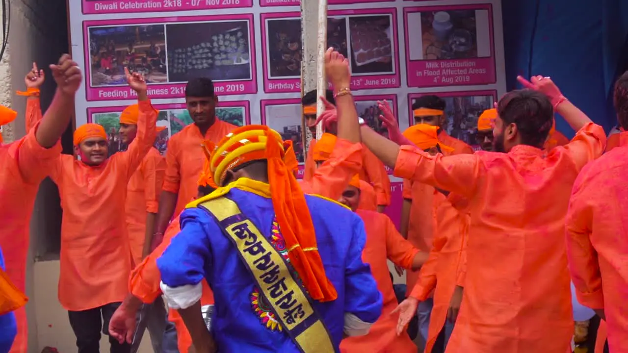 People dancing in Visarjan in Ganesh Festival of India