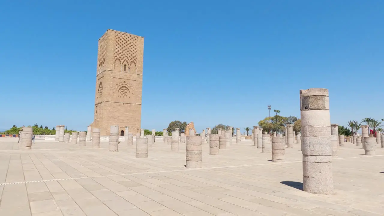 Minaret of an incomplete mosque Hassan Tower monument of Rabat Morocco