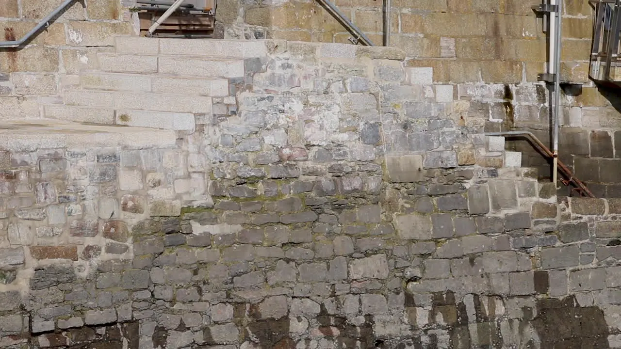 The Mayflower Steps and memorial in the Barbican in Plymouth Devon in England UK