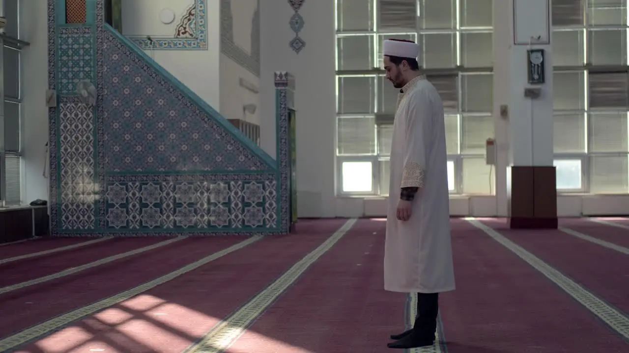 Imam Praying Alone In Mosque