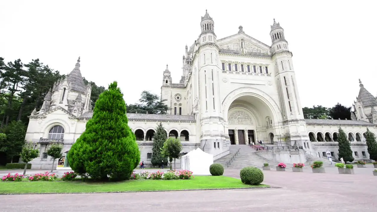 LISIEUX FRANCE JULY 2014 Exterior of famous St Therese Cathedral