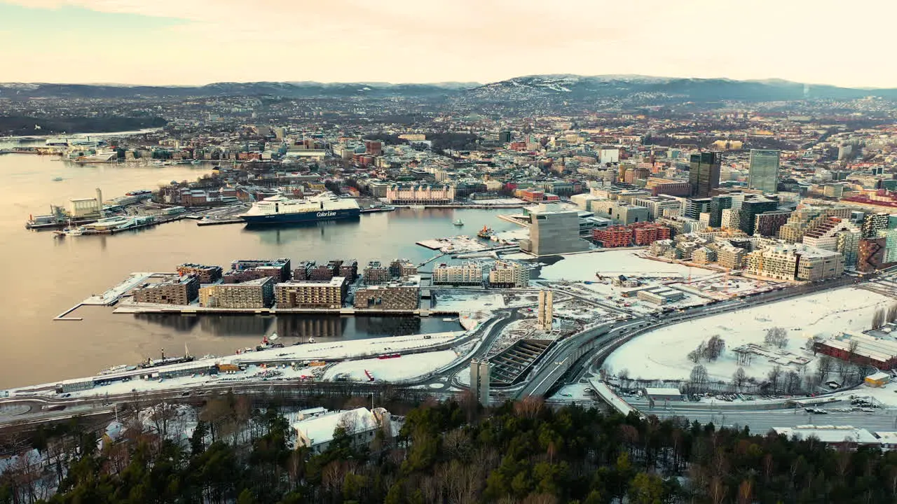 Sorengautstikkeren Neighborhood And City Of Oslo In Winter From Ekebergparken In Norway