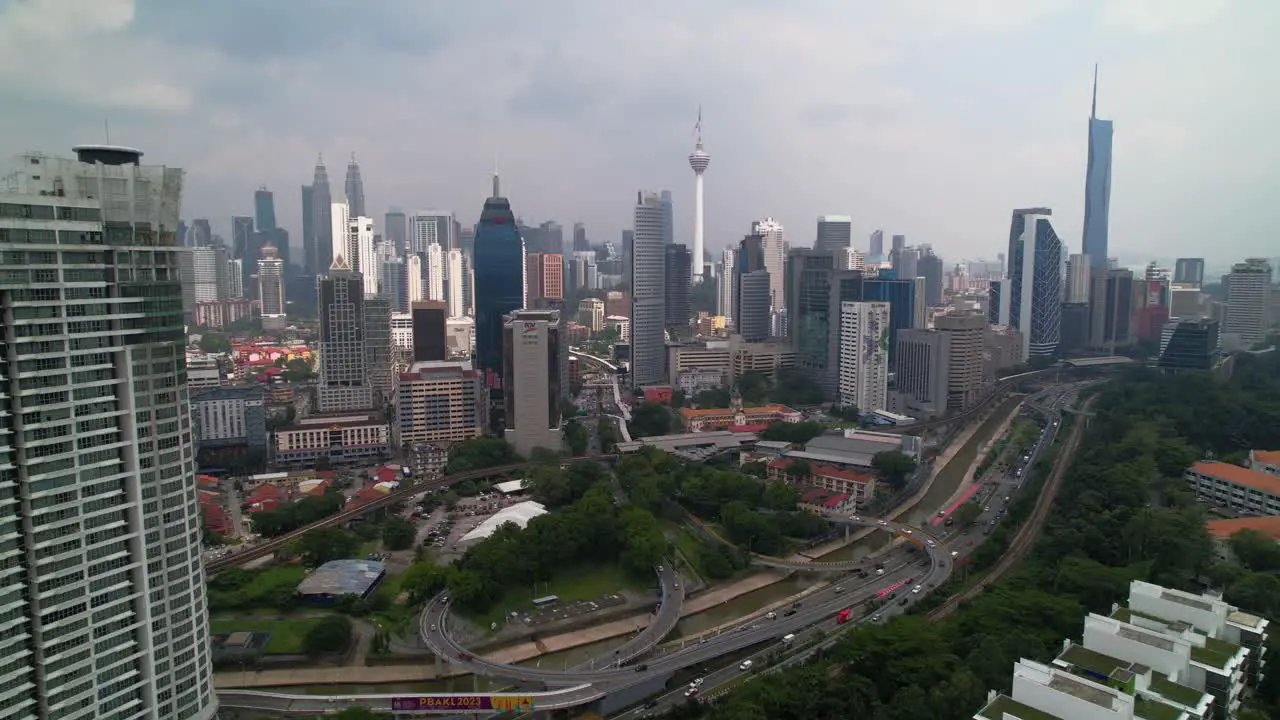 Kuala Lumpur Aerial Skyline and Busy Traffic on Jln Kuching Highway 1 Daytime Malaysia