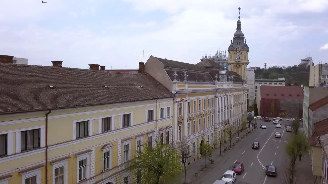 Aerial Sliding Shot Revealing the Beautiful and Lively Cityscape of Cluj Napoca Romania