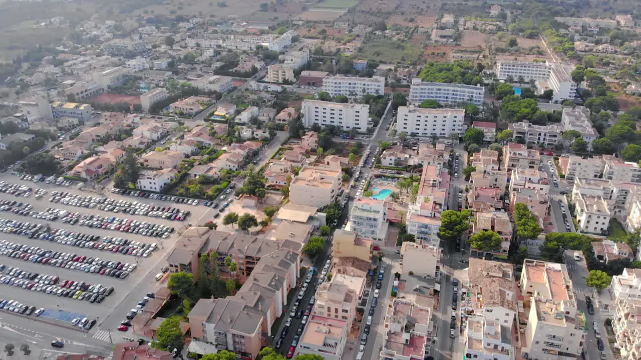 Aerial Over Residential Apartments And Streets In Majorca