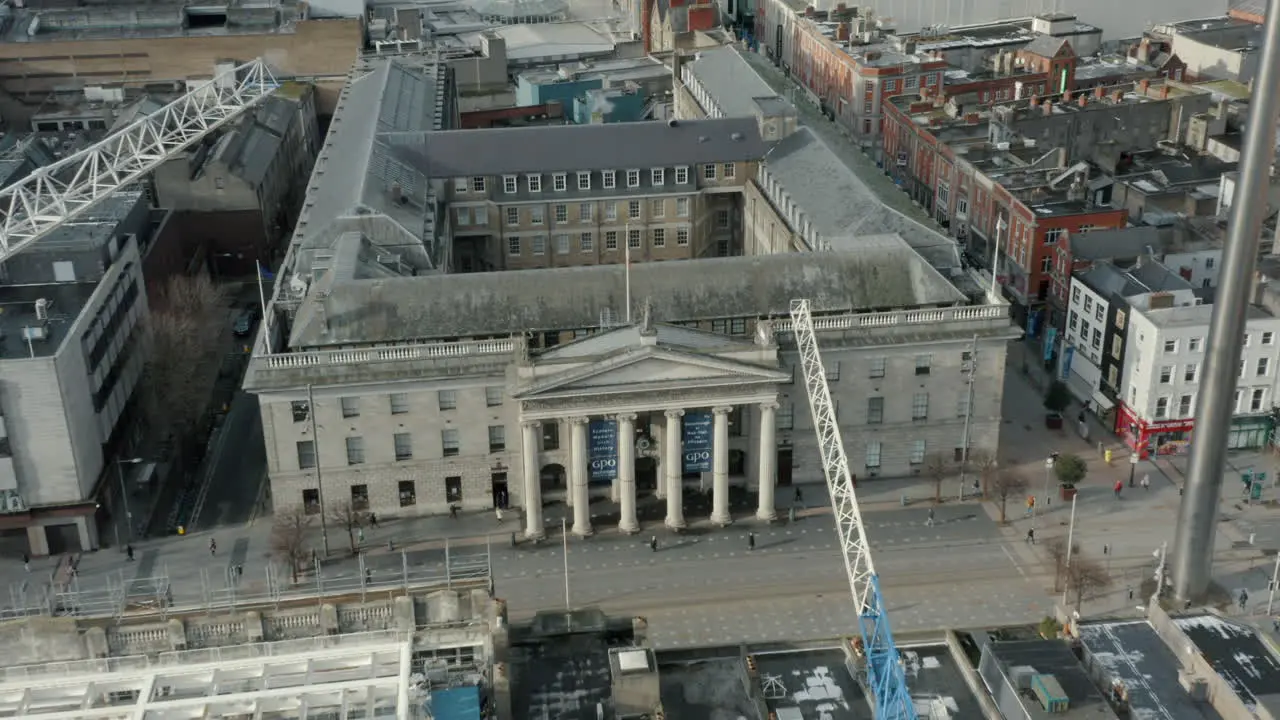 Aerial dronie footage of the GPO building located in Dublin City