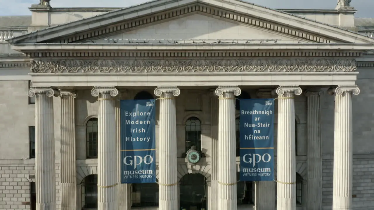 Aerial pedestal up at the front of the GPO located in Dublin City Ireland