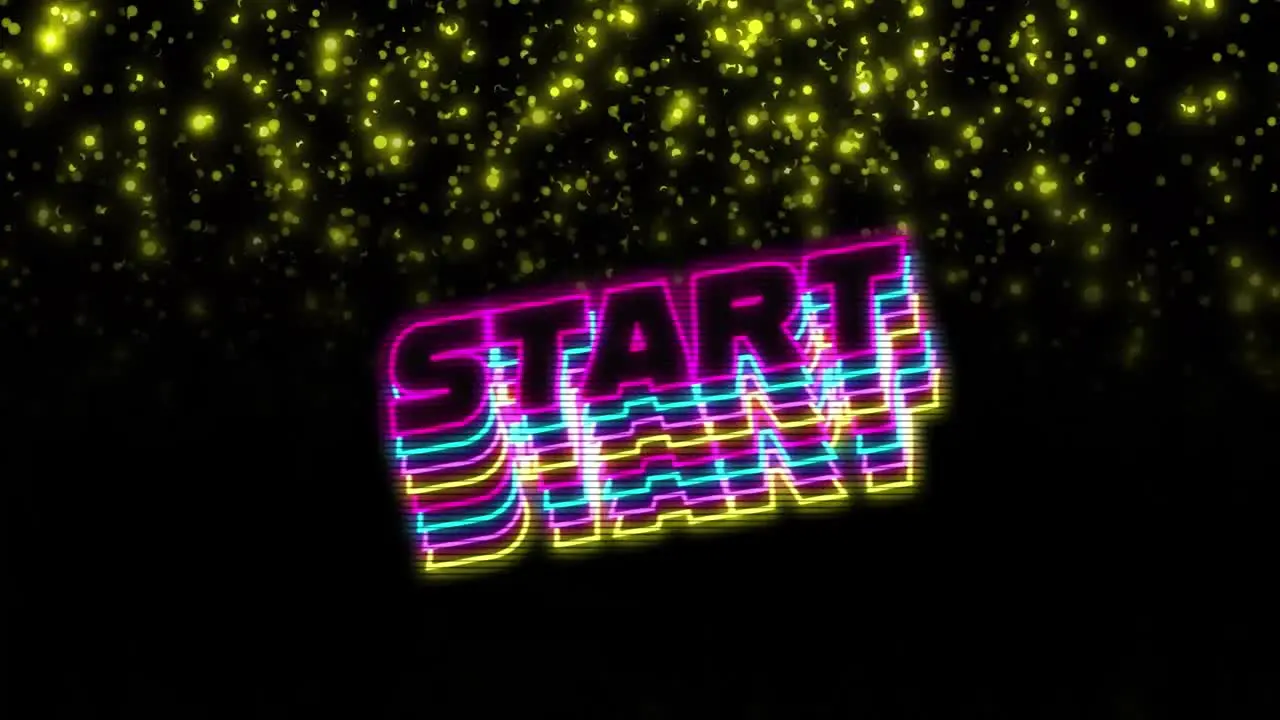 Animation of start text over flashing yellow lights