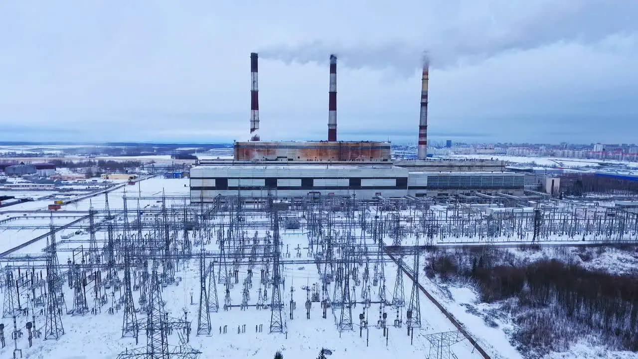 Luftaufnahme Des Energiekraftwerks Blick Auf Den Himmel Des Kraftwerks Energiefabrik