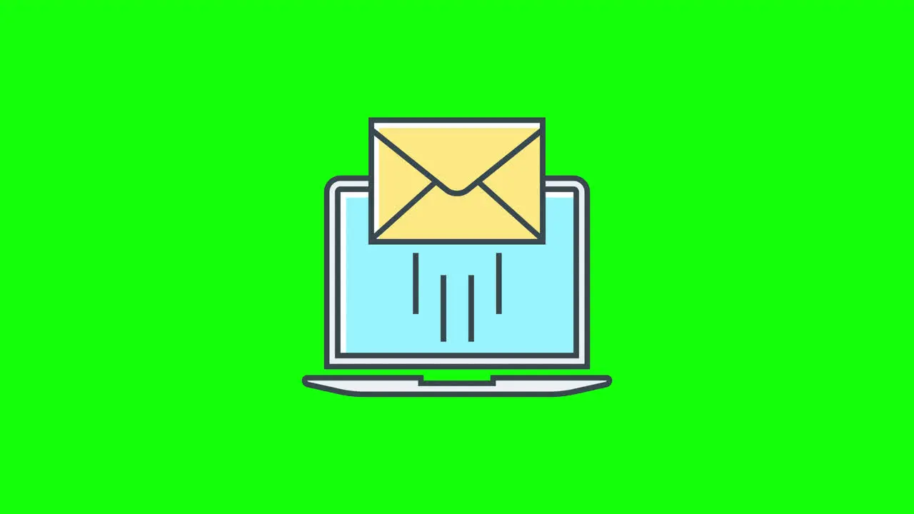 Animation Des E-Mail-Symbols E-Mail-Umschlagschleifenanimation Mit Alphakanal Grüner Bildschirm