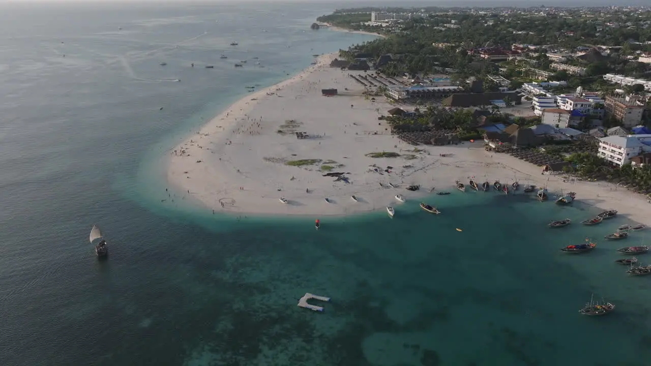 Awesome drone view of coastline in zanzibar at sunny day shot at 50 fps