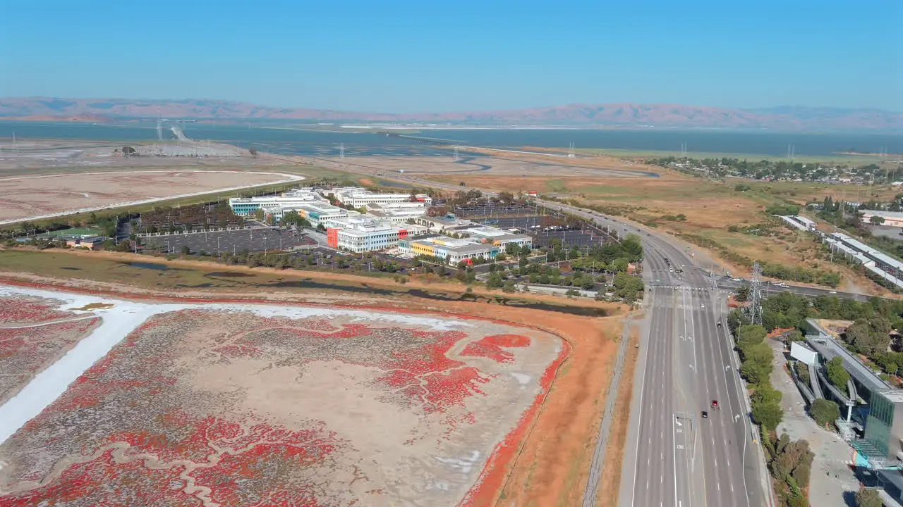 Aerial View Of Nature Reservation Bedwell Near Meta Headquarters In Menlo Park California USA