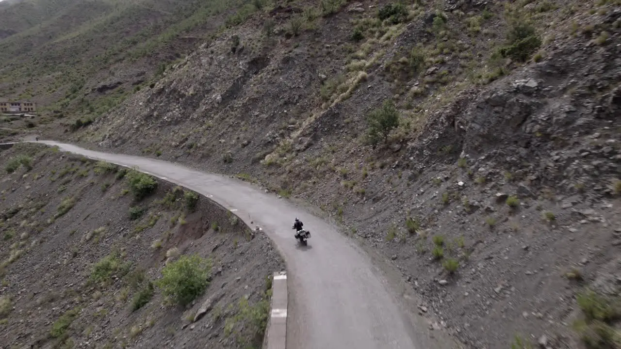 Drone video of "follow me" shot on Sh25 on an 800 cc trail bike adventure bike