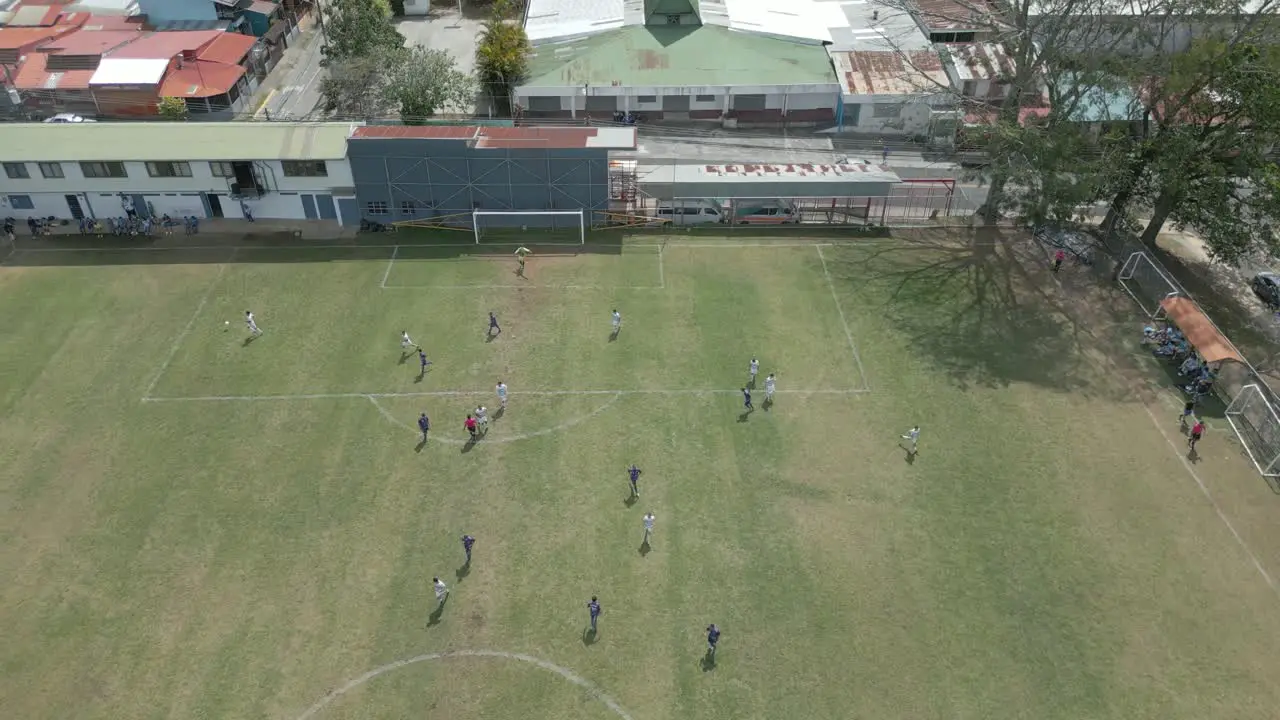 Overhead Drone Shot of Amateur Soccer Match