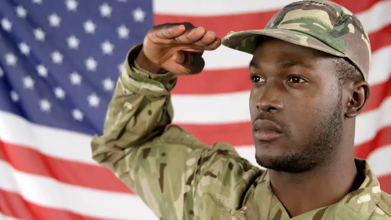 Military soldier saluting