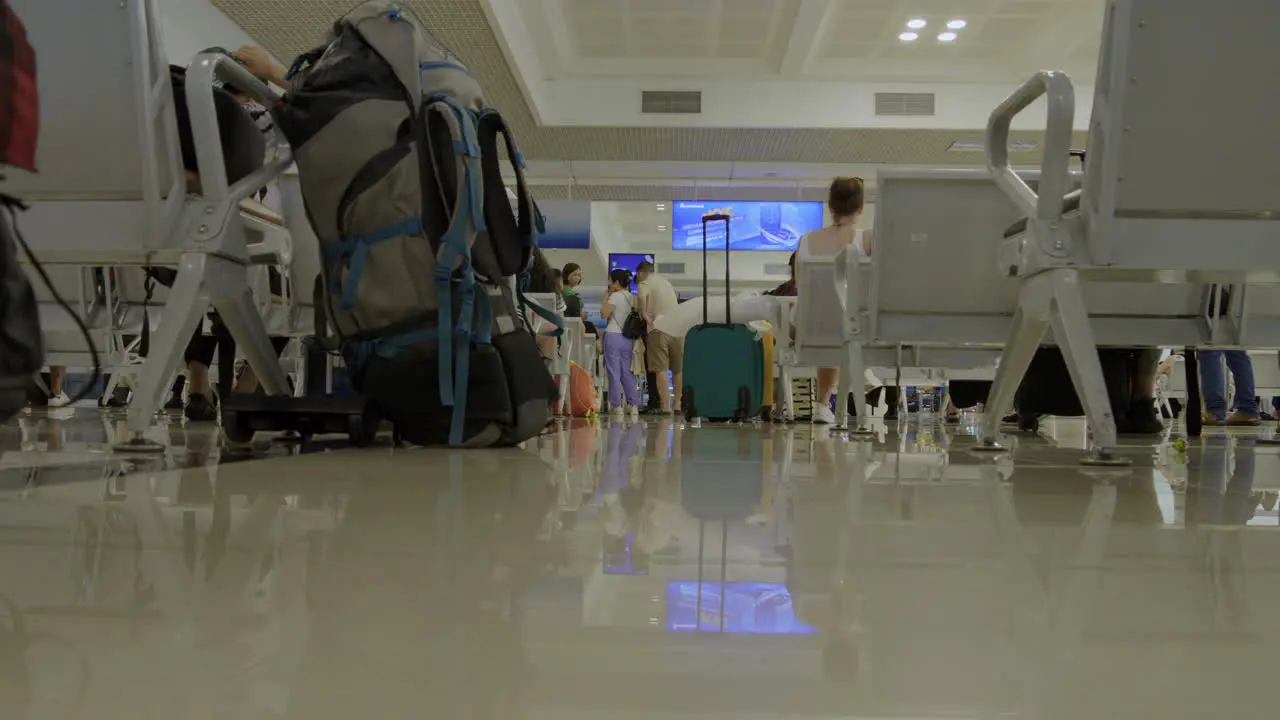 Departure lounge of Da Nang airport as passengers wait to board their plane