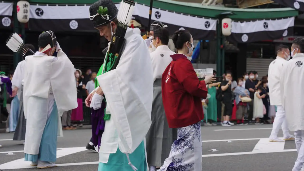 Green Tea served to Gion Shrine Priests as Festival parade takes short break