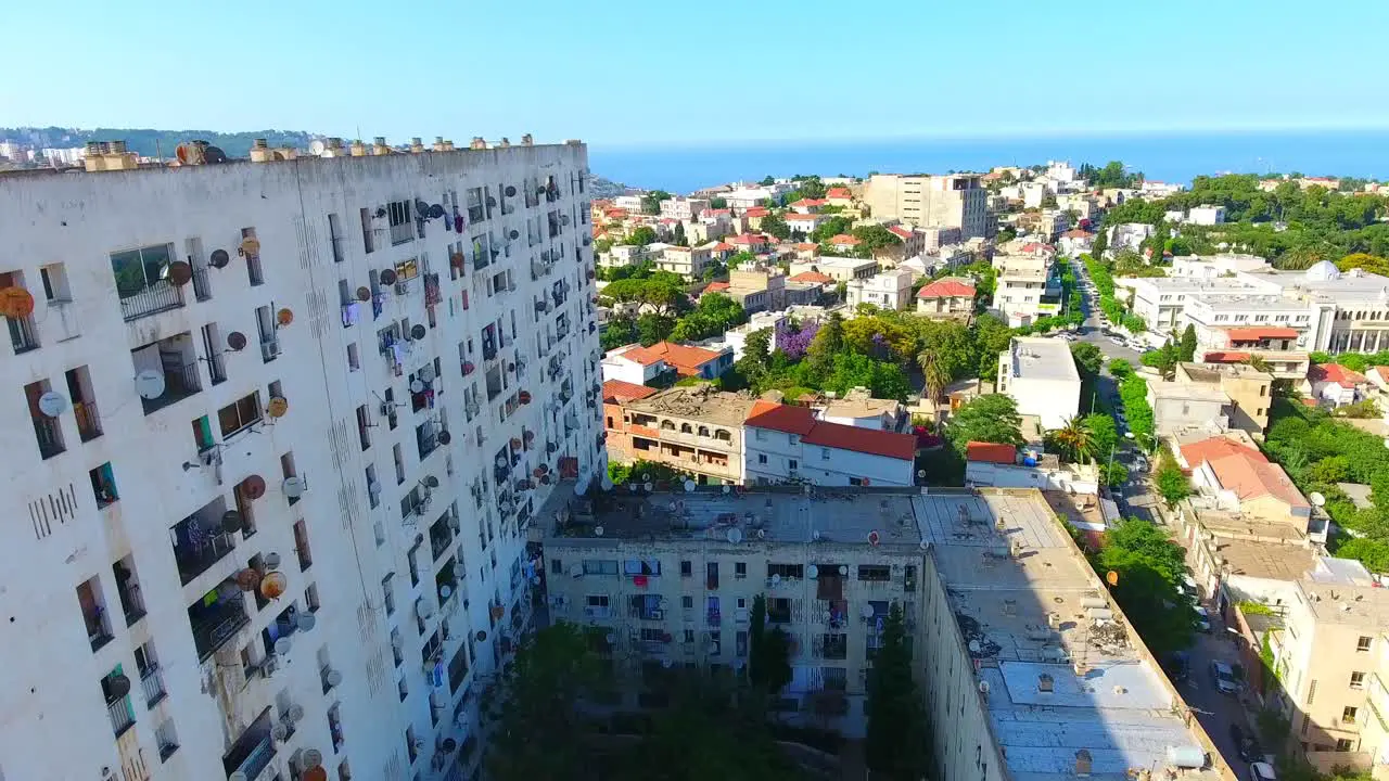 Aerial view by drone of the city of Algiers Algeria