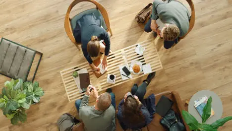 Top view startup and business people in a meeting