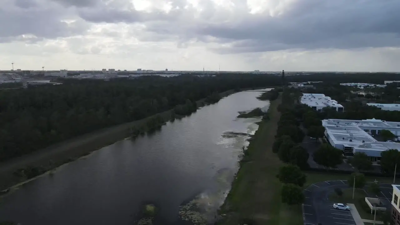 Orlando Florida water management canal district by drone