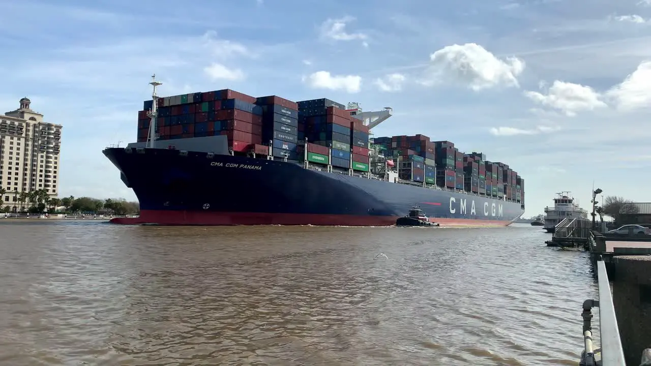 Container Ship sails into Port of Savannah Savannah Georgia