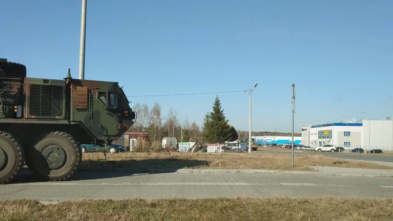 Polish Army Truck Patrolling In Rzeszow Poland During Ukrainian Crisis