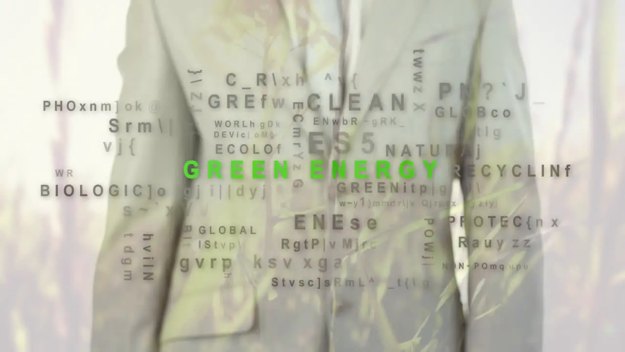 Animation of words Green Energy over a businessman