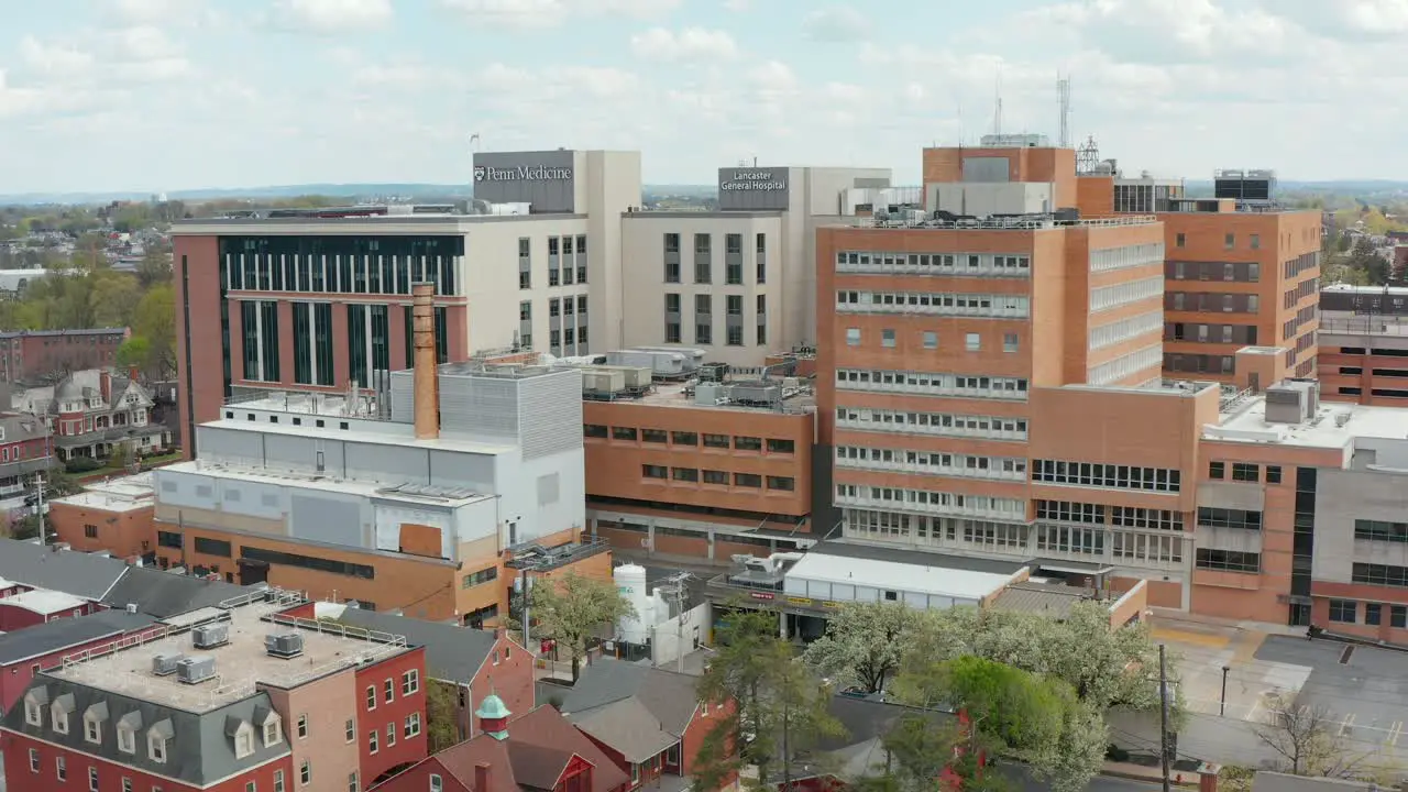 Rising aerial of Penn Medicine Lancaster General Hospital