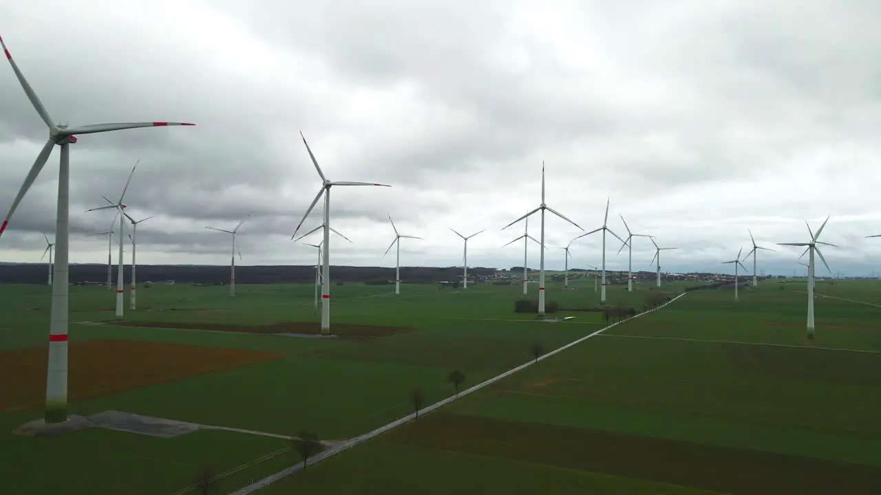 Clean Energy in Germany A Wind Farm Generates Power on a Cloudy Day in North Rhine-Westphalia