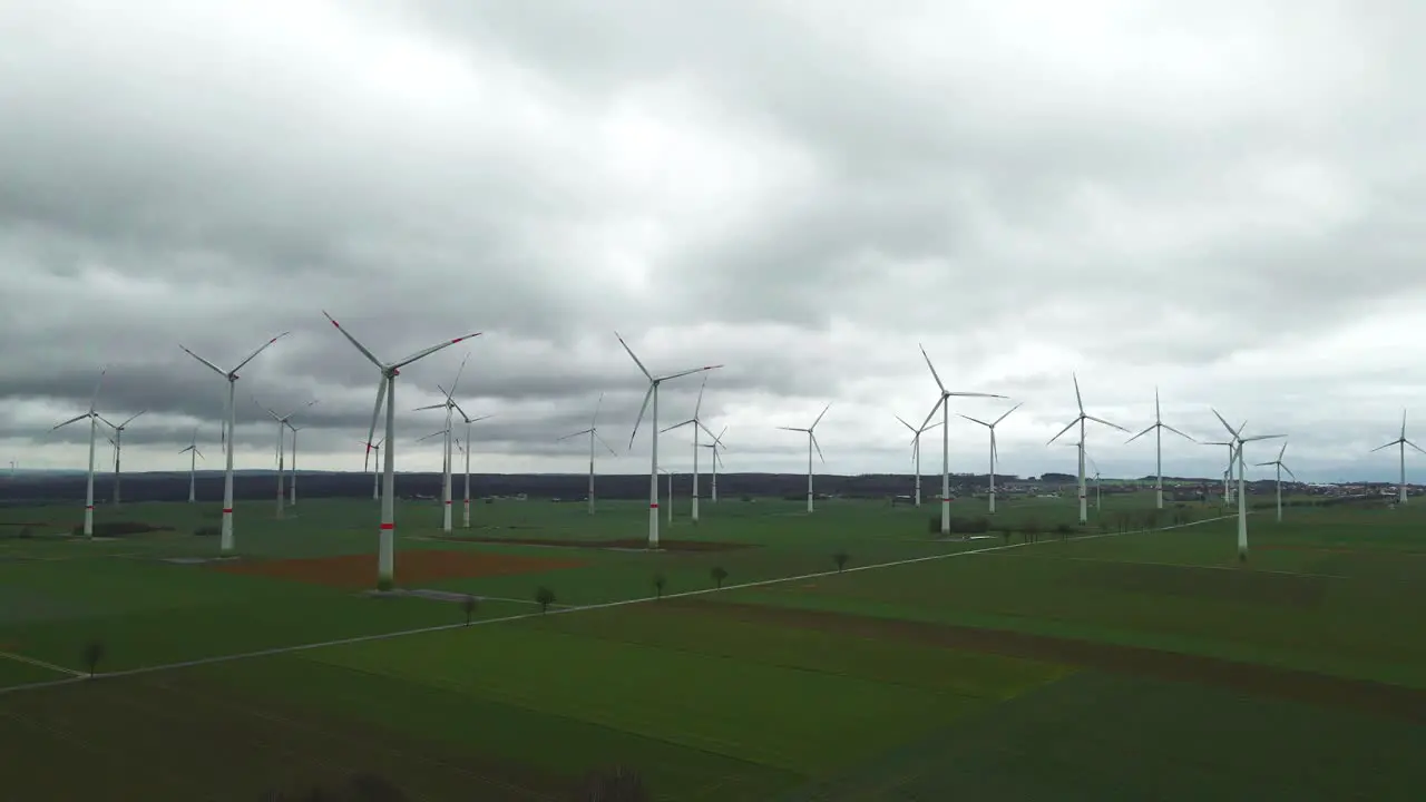 Sustainable Energy Production in North Rhine-Westphalia Row of Wind Turbines at Wind Farm near Bad Wünnenberg Paderborn