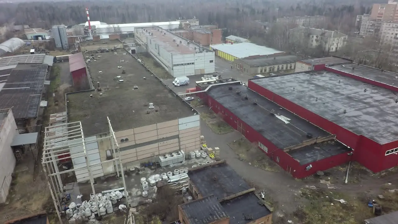 Aerial view of industrial buildings on the plant area