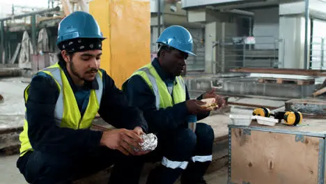 Workers in lunch break