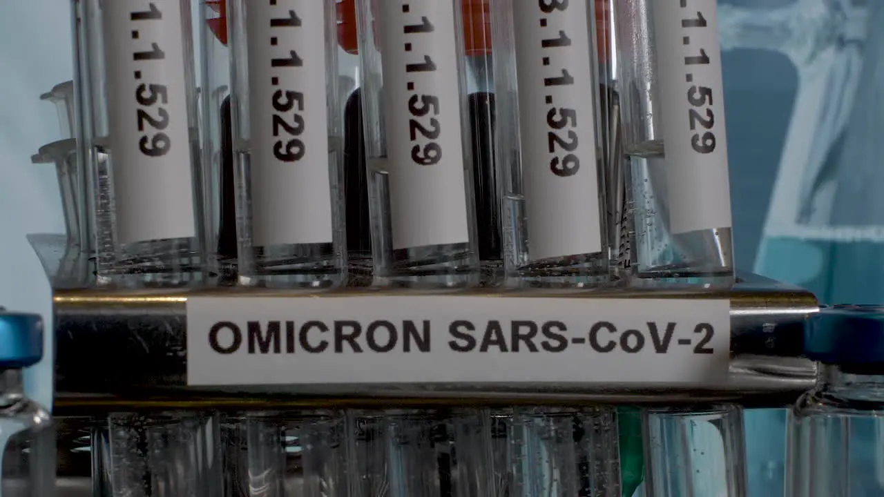 Top down view of the tubes containing new and the most deadliest strain of corona virus B