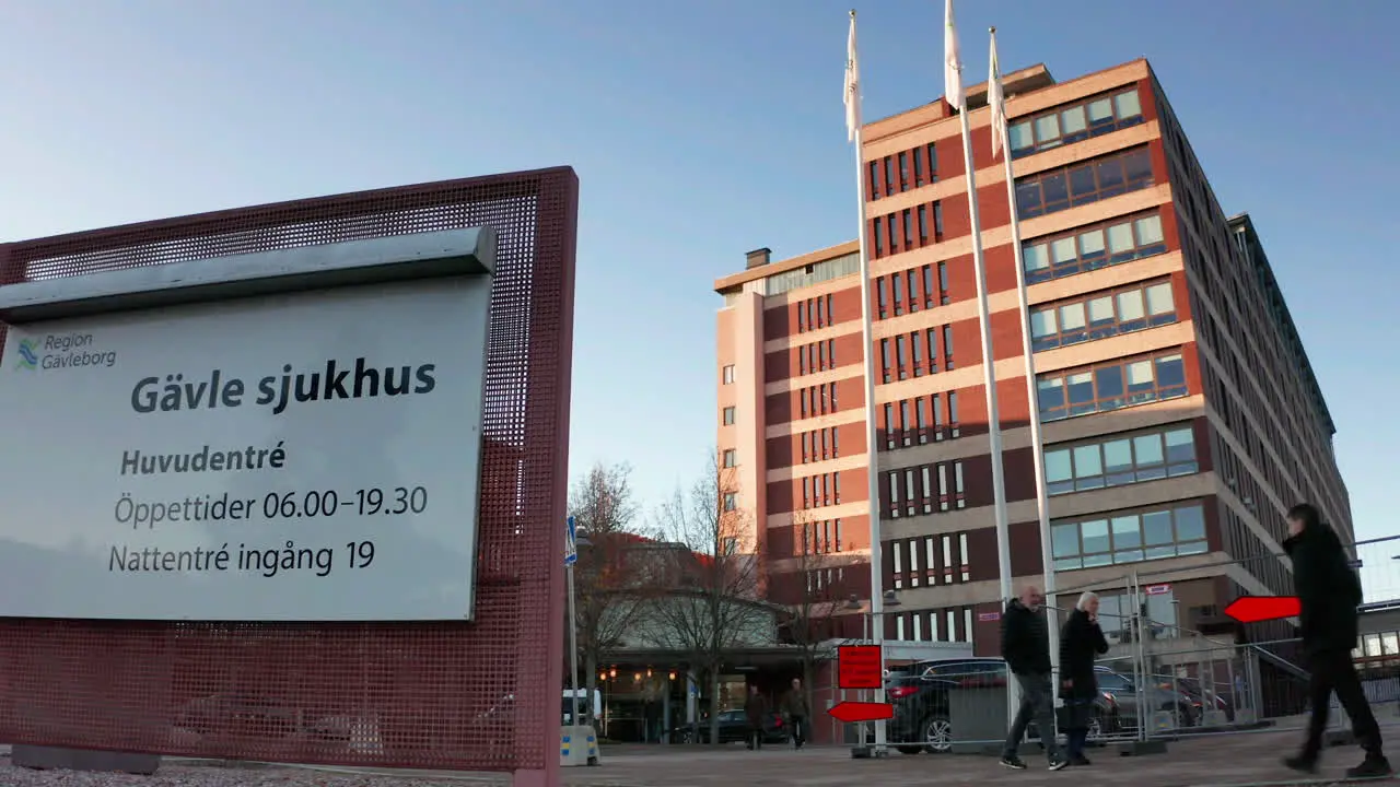 Gavle Hospital in the east of Sweden establishing shot