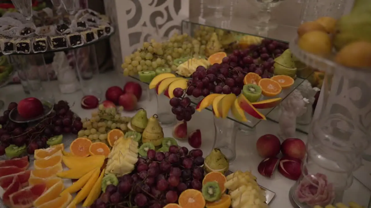 Close-up video of a festive fruits buffet