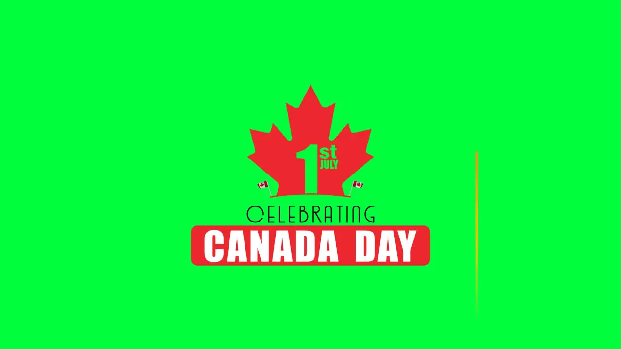 Greetings for Canada Day Displayed on the Center of a Customizable Green Screen Background along with Fireworks