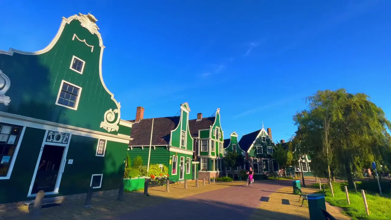 Beautiful outer view of the houses in Zaanse Schans Netherlands a breathtaking tourist attraction near Amsterdam