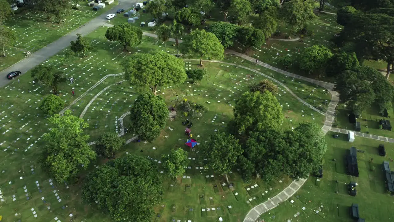 Drone Shot of Memorial Cemetery Park