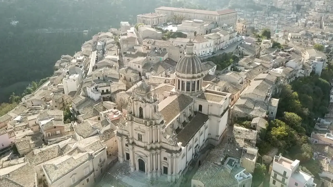 Drone flight over Ragusa Ibla Sicily Italy