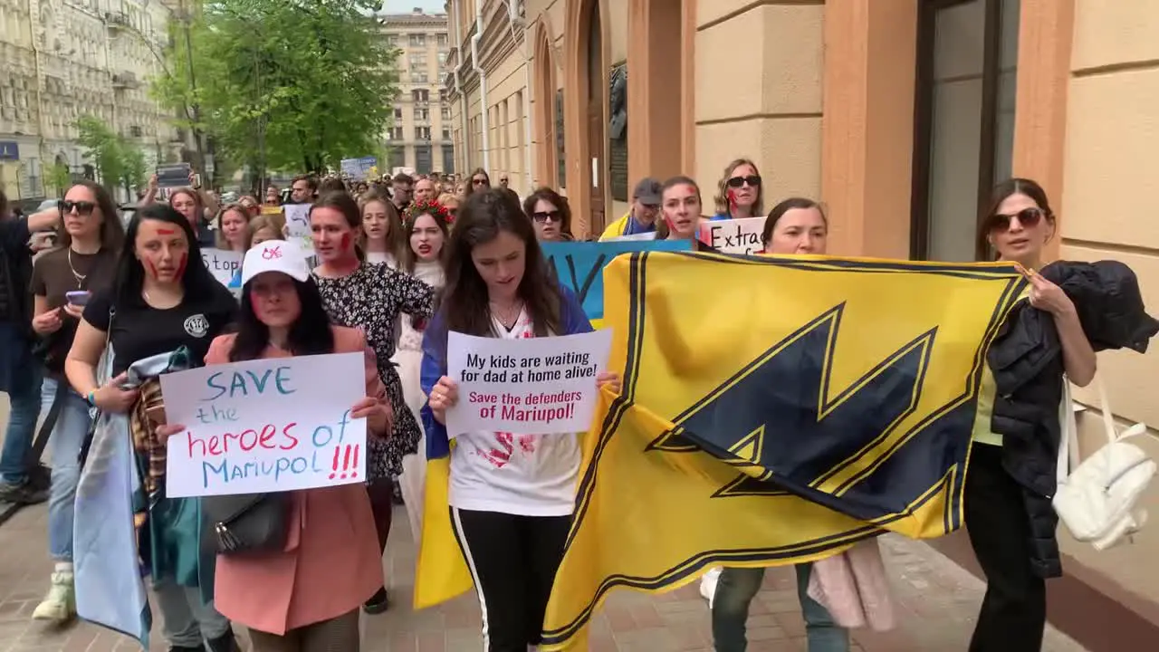 Wives And Girlfriends Of Mariupol Azov Warriors March In The Streets Of Kyiv For Their Freedom And Release