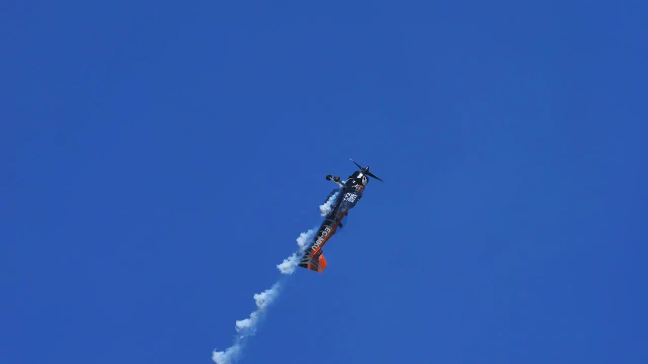 Thiene Vicenza Italy- October 16th 2021 an acrobatic airplane flies up and down in G+ G- and 9G maneuvering style