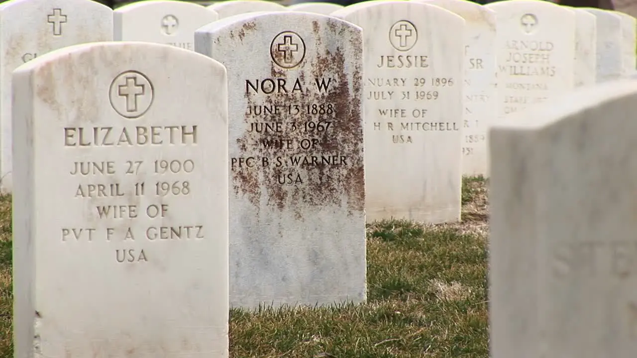 Closeup Of Headstones Of Military Wives At Arlington National Cemetery