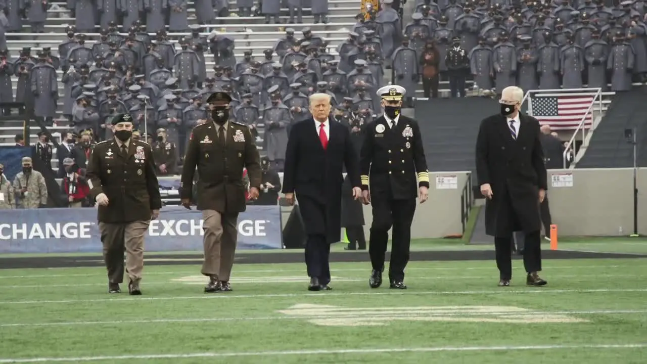 Us President Donald Trump Salutes Tosses The Coin And Attends The 121St Army Navy Football Game