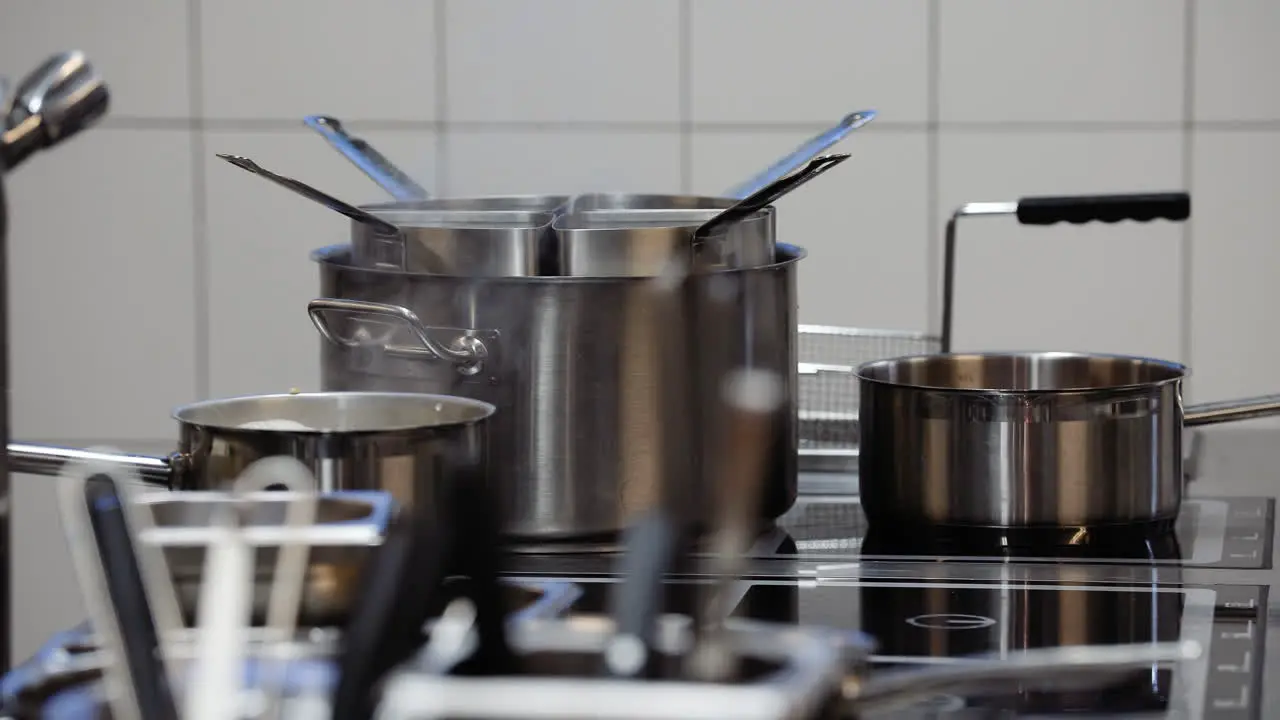 Cookware in a Restaurant Kitchen