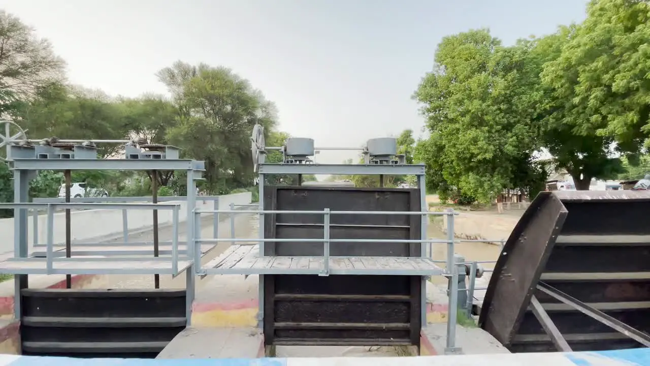 Flood Gates On Spillway On Indus River In Hyderabad Sindh