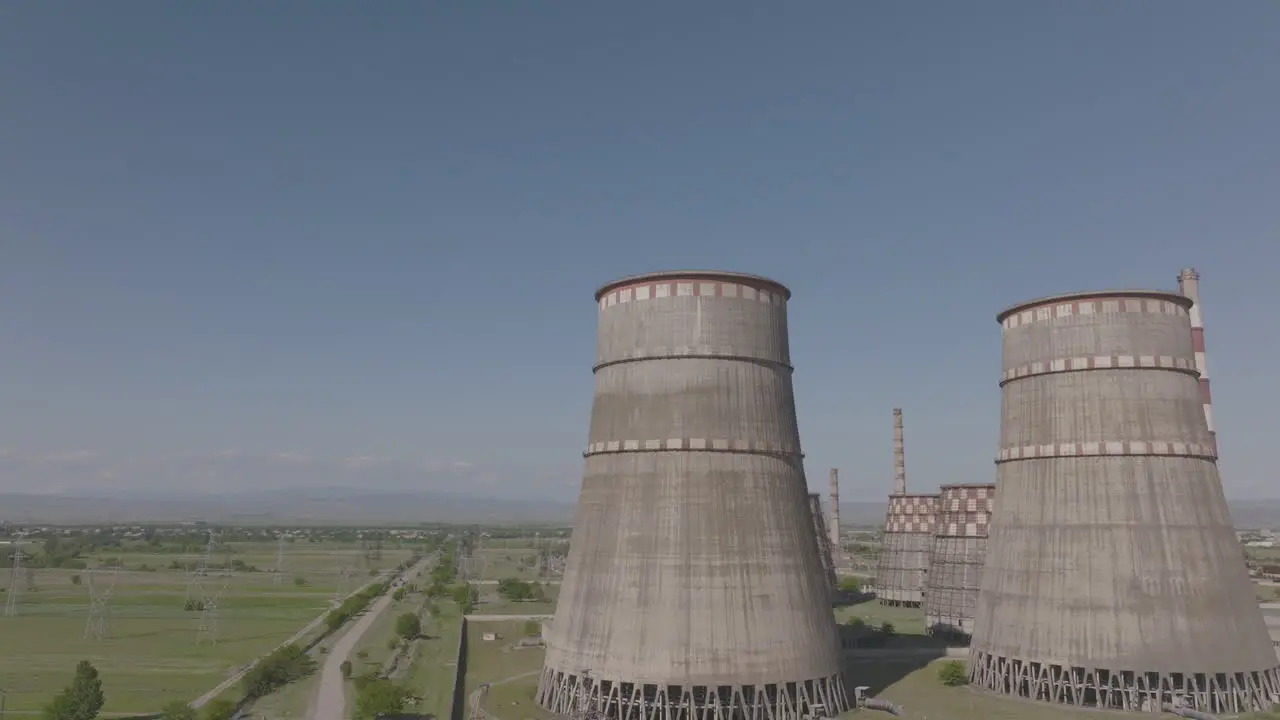 Descending aerial showing non functional thermal power plant