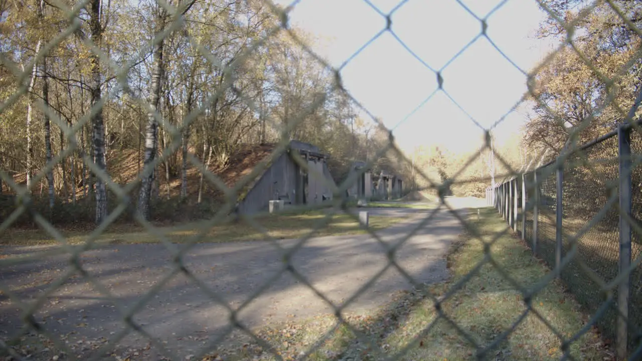 Munition bunkers behind fence