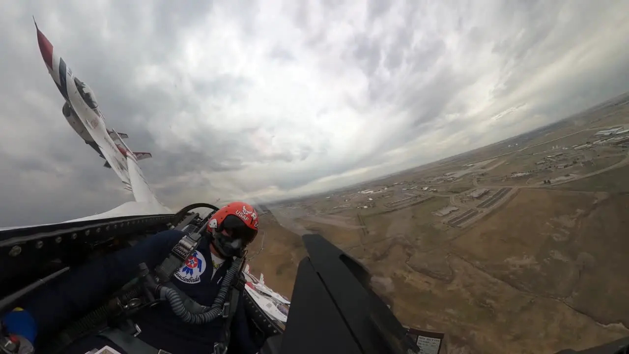 Us Air Force Cockpit Footage Of Thunderbird Jet Fighter Plane And Pilot Aerial Acrobat Team Flight Denver Colorado